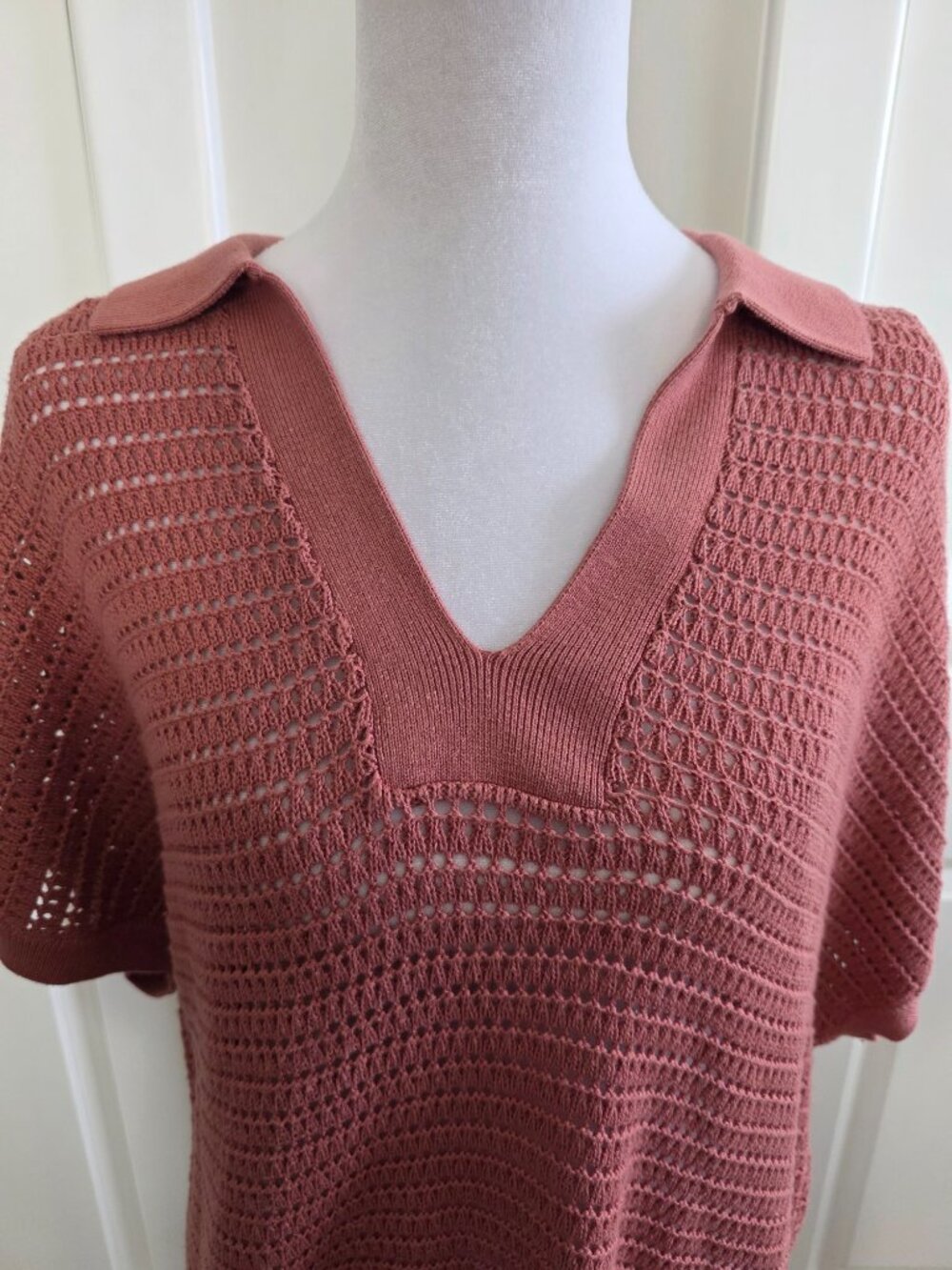 LIVI Short-Sleeved Collared Sweater Lane Bryant Size 10/12